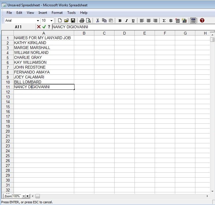 Submitting Names for Personalized Lanyards SPreadsheet
