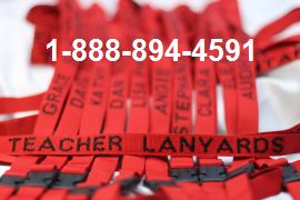 Personalized ID Neck Straps Red with Black Imprint Custom