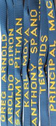 Personalzied Lanyards Monogrammed with Name and Company Name athletic gold on navy
