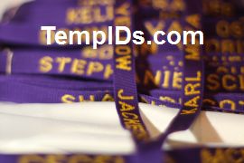 School ID Holders with Individual Teacher Name Purple with Athletic Gold Imprint