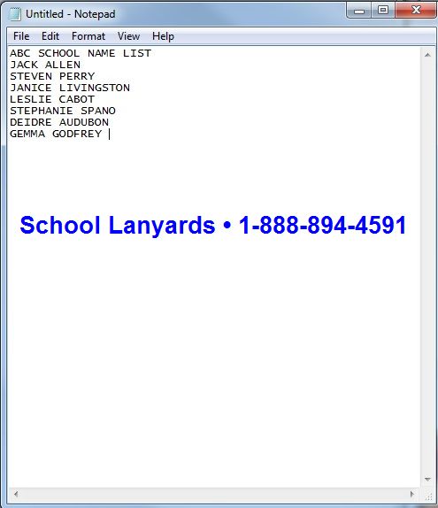 School Lanyards Submit Names using Notepad